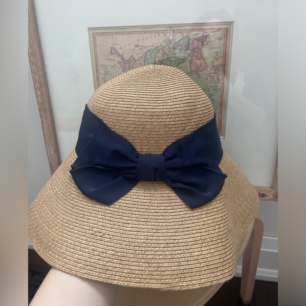 Override Sun Hat with Navy Bow